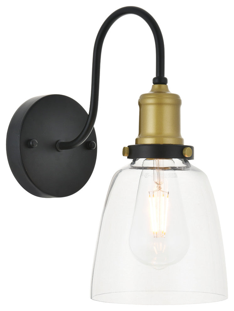 Brass And Black Finish 1-Light Wall Sconce