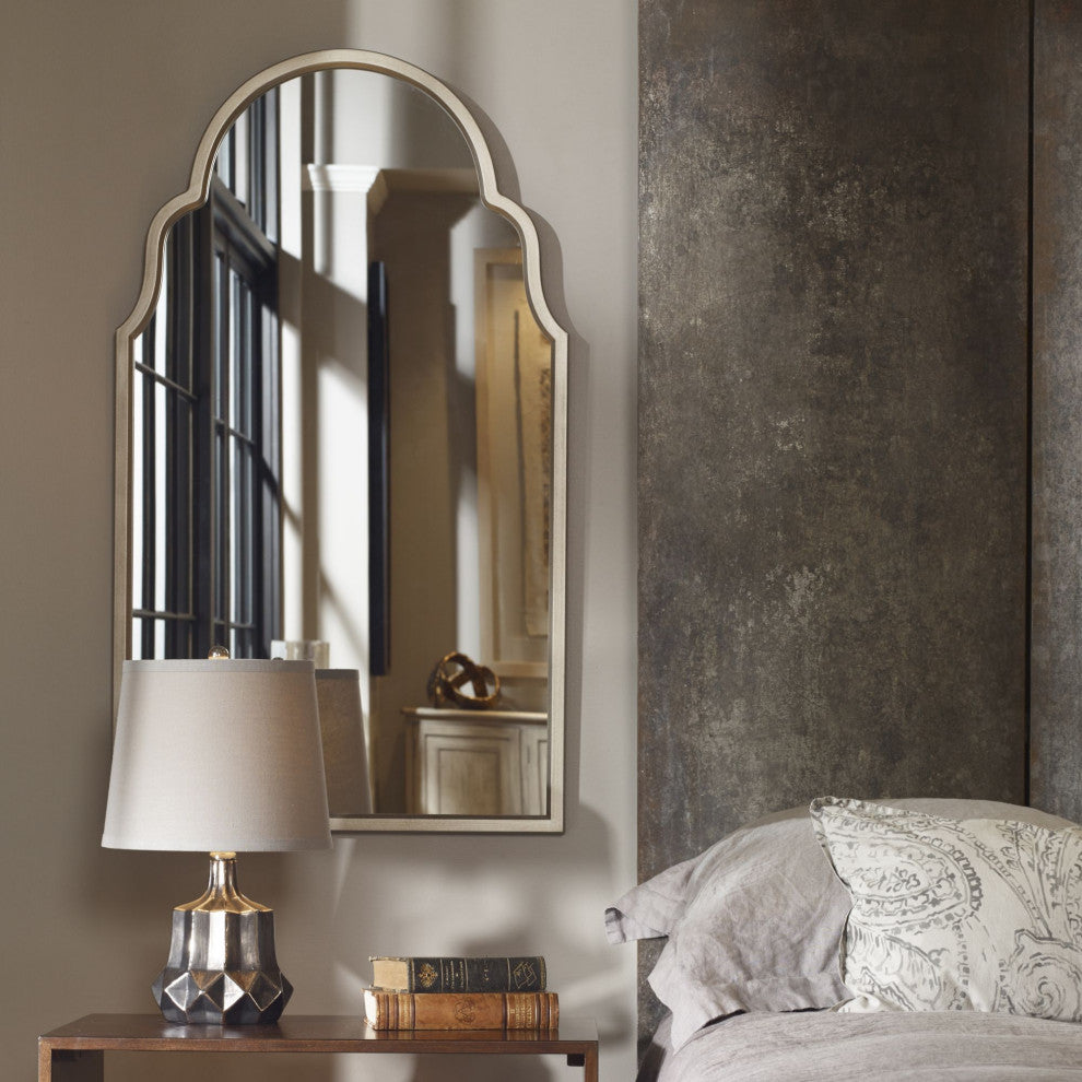 41" Warm Silver Arched Mirror
