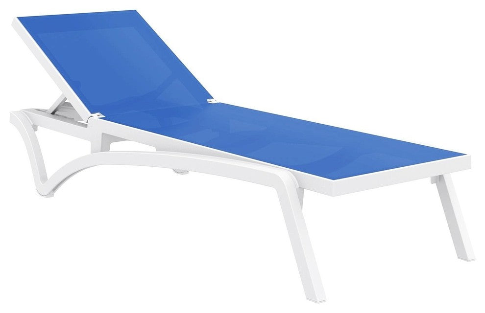 Compamia Pacific Sling Set of 2 Chaise Lounge With White Frame, Blue
