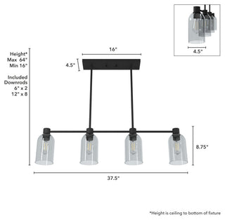 Hunter Lochemeade Natural Iron 4 Light Chandelier Ceiling Light Fixture
