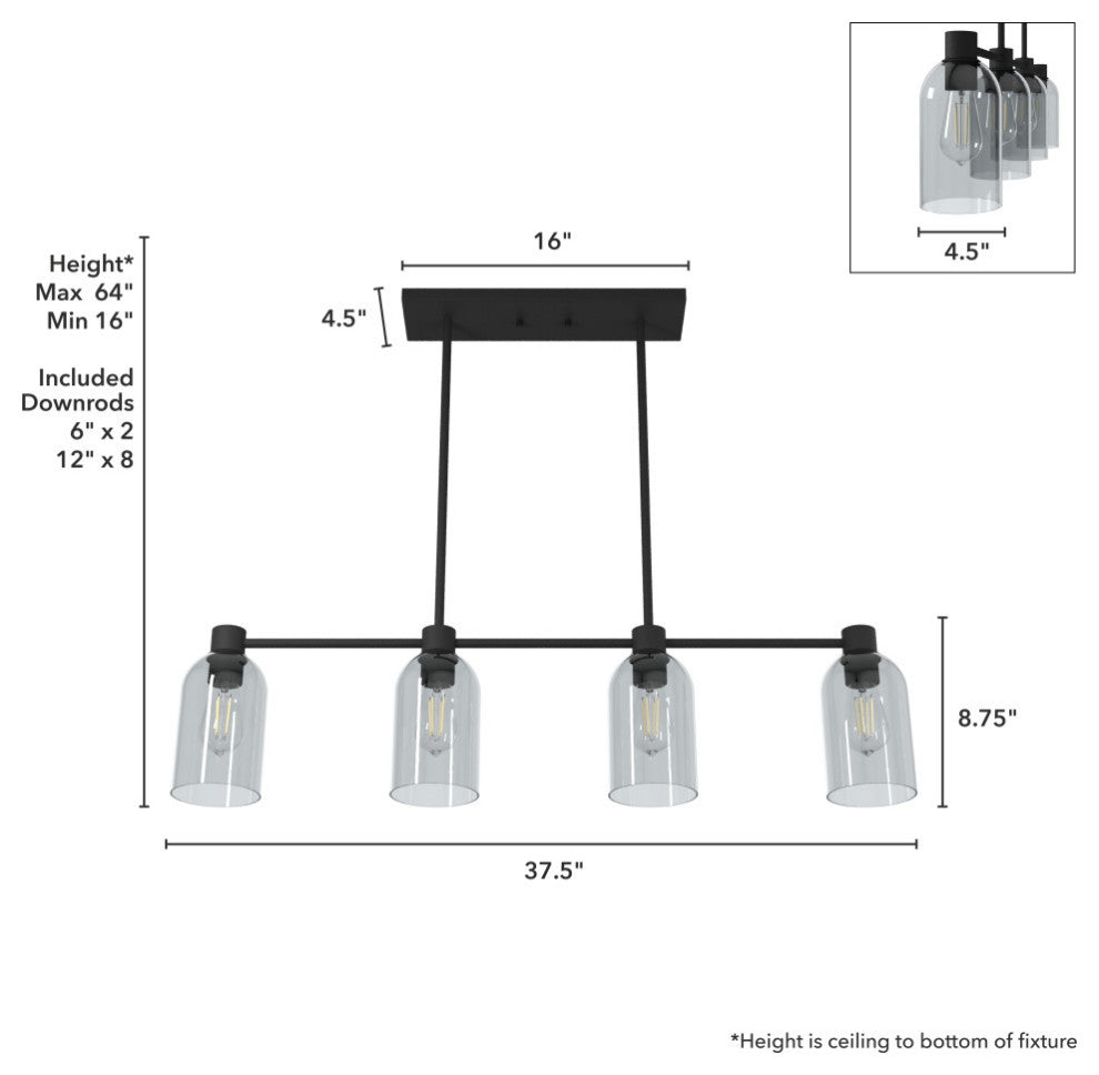 Hunter Lochemeade Natural Iron 4 Light Chandelier Ceiling Light Fixture