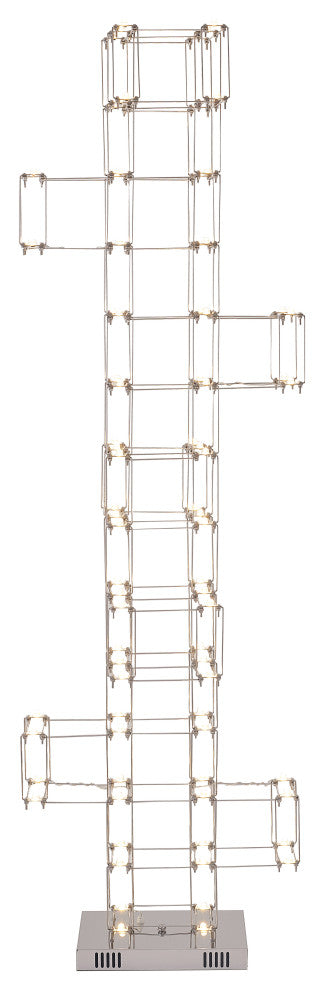 LED Gold Geometric Floor Lamp, Satin Nickel