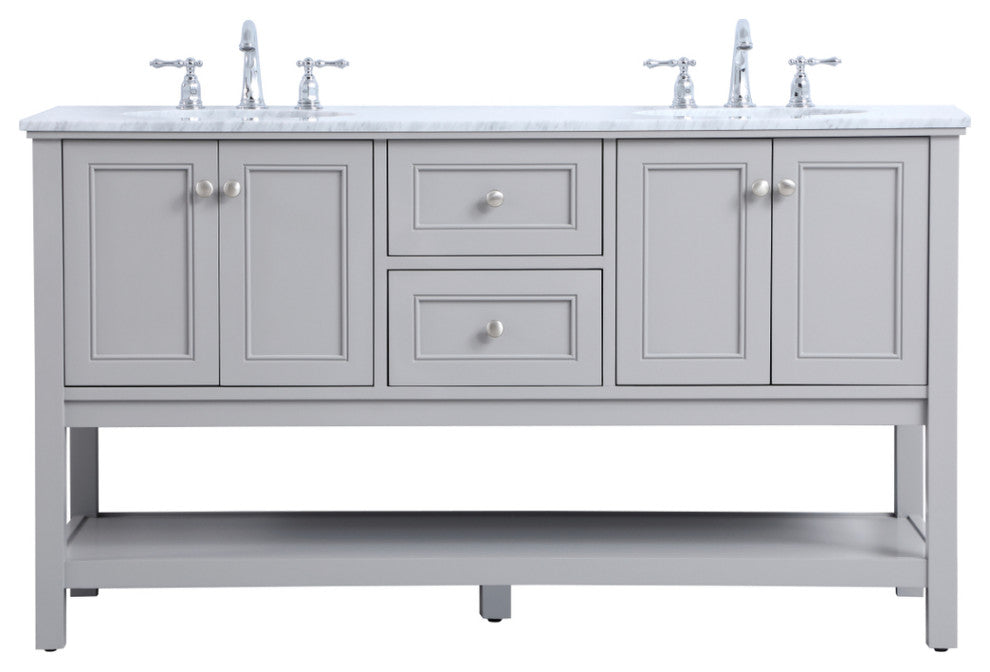 Home Living 60" Double Sink Bathroom Vanity Set, Gray