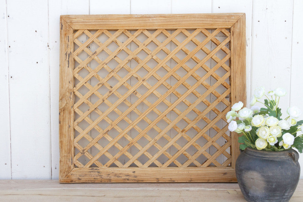 Antique Bleached Wood Chinese Window