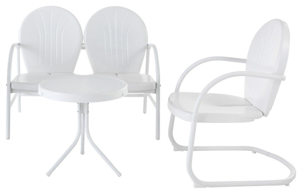 Griffith 3-Piece Metal Outdoor Conversation Seating Set, White