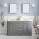 60" Palace Quartz Carrara Cashmere Gray Vanity With Hardware, Mirror in Polish