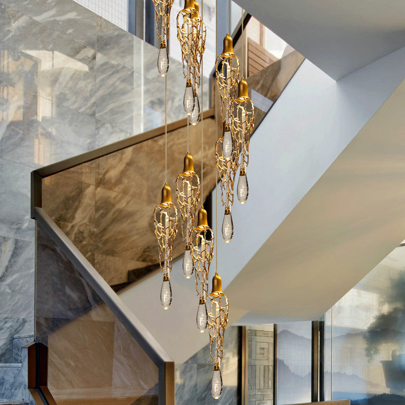 MIRODEMIÂ® Andora | Creative Crystal Chandelier with Clear Glass Drops, 5 Lights, Cool Light