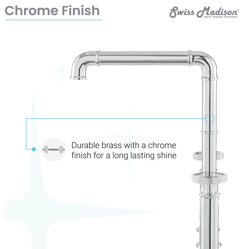 Avallon Pro Widespread Kitchen Faucet With Side Sprayer, Chrome