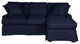 Sleeper Sofa Reversible Chaise Fabric Queen Size Foam Gel Mattress Navy Blue