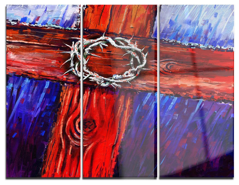 "Crown of Thorns" Glossy Metal Wall Art, 3 Panels, 36"x28"