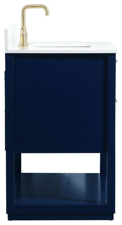36" Single Bathroom Vanity, Blue, With Backsplash