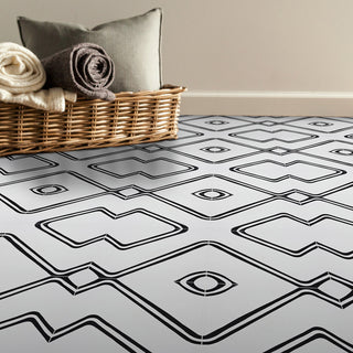 Chawen Handmade Cement Tile, White/Black, Sample