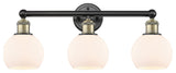 Athens 3-Light 24" Bath Vanity Light, Black Antique Brass, Matte White