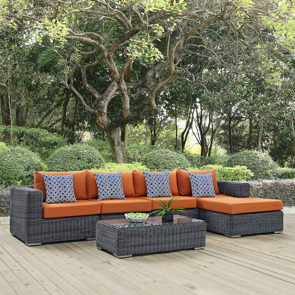 Canvas Tuscan Summon 5-Piece Outdoor Patio Sunbrella Sectional Set
