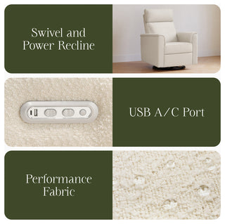 Willa Plus Power Glider Recliner w/ Power Headrest, Performance Ivory Boucle