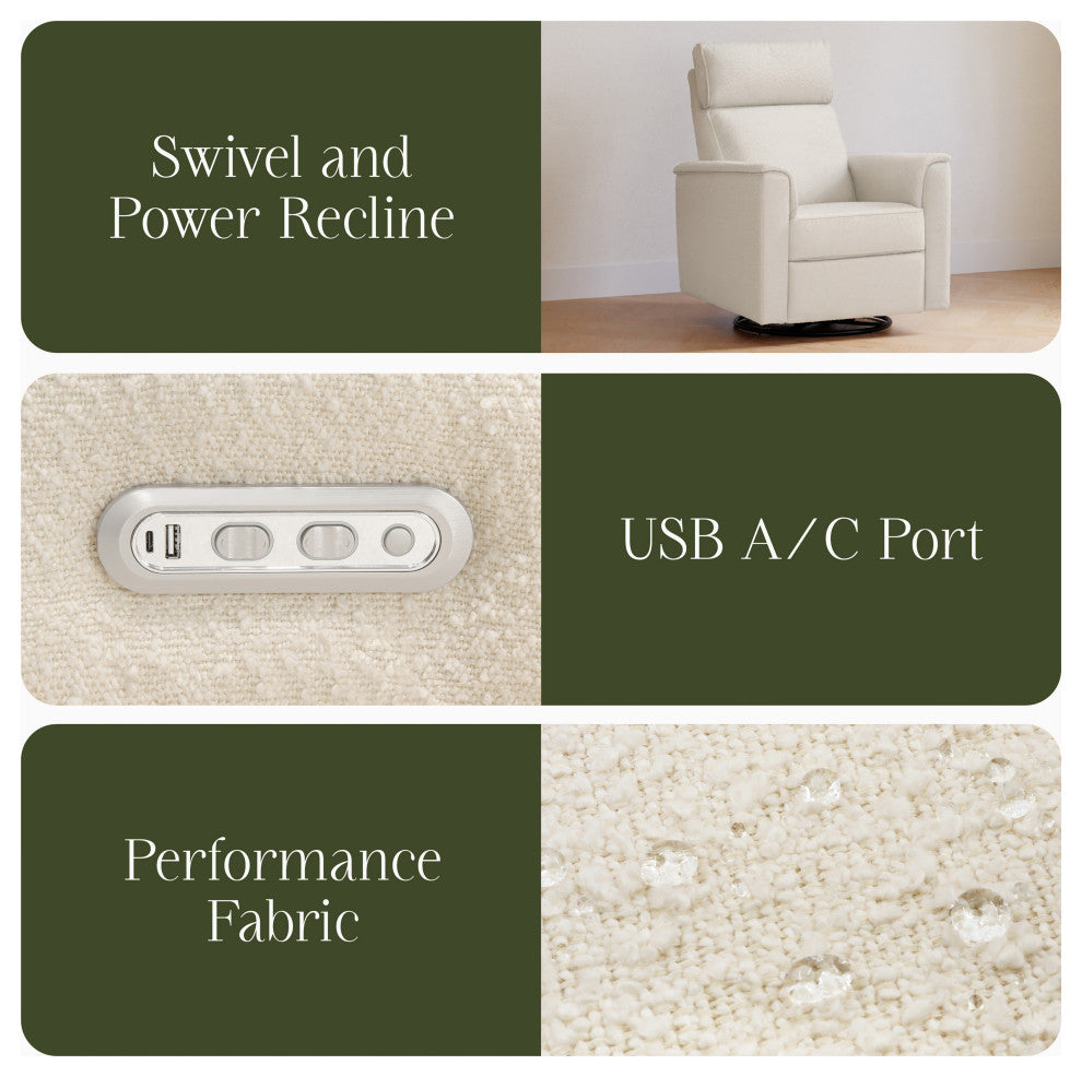 Willa Plus Power Glider Recliner w/ Power Headrest, Performance Ivory Boucle