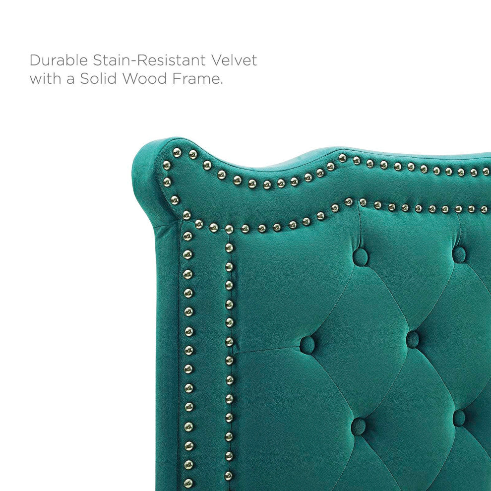 Louisa Tufted Performance Velvet Twin Headboard, Teal