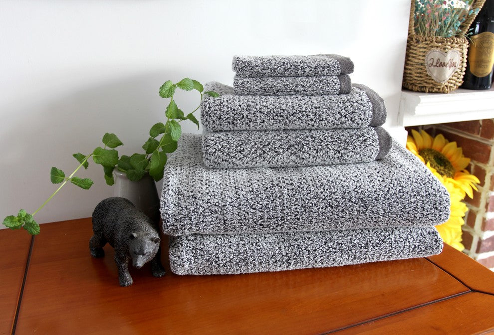 Everplush Diamond Jacquard Bath Towel Set 6 Piece, Gray