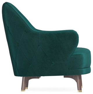 Enza Home Navona Contemporary Fabric Armchair in Petrol Green and Walnut