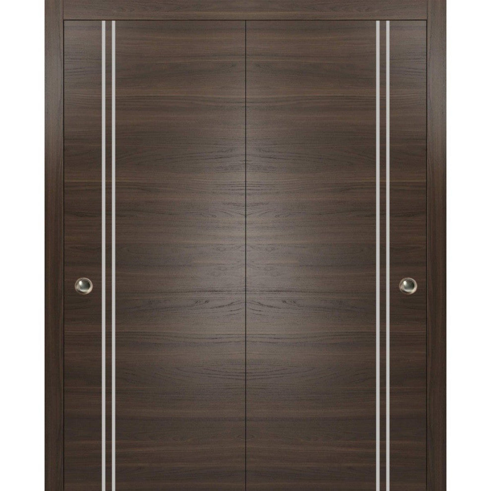 Bypass Doors 64 x 84 | Planum 0310 Chocolate Ash with  | Sturdy Rails
