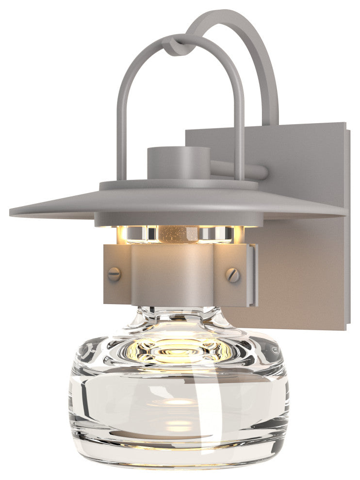 Mason Outdoor Sconce, Coastal Burnished Steel Finish, Clear Glass