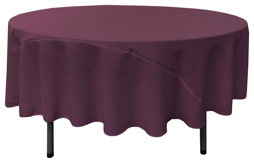 LA Linen Round Polyester Poplin, Eggplant, 90" Round