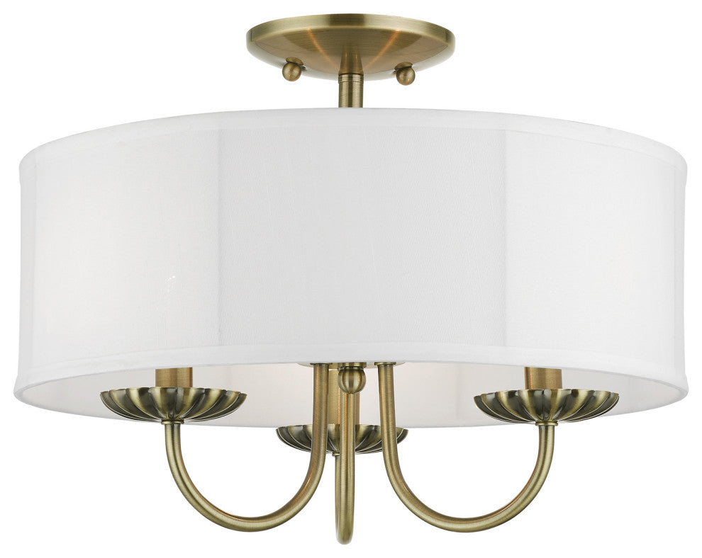 Livex Lighting 3 Light Antique Brass Semi-Flush Mount