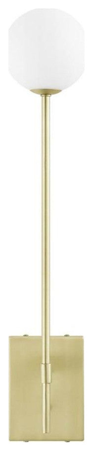 Modway Riva Metal Wall Sconce with Opal White Glass in Satin Brass