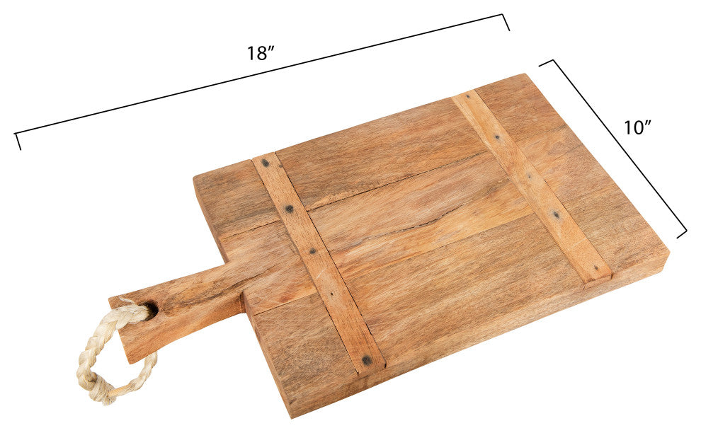 Mango Wood Cheese Board, Rope on Handle, Natural