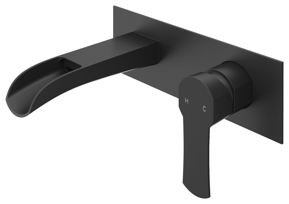 VIGO Cornelius 3" H Single Handle Wall Mount Bathroom Faucet, Matte Black