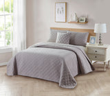 Bibb Home 4 Piece Solid Quilt Set, Taupe, Twin