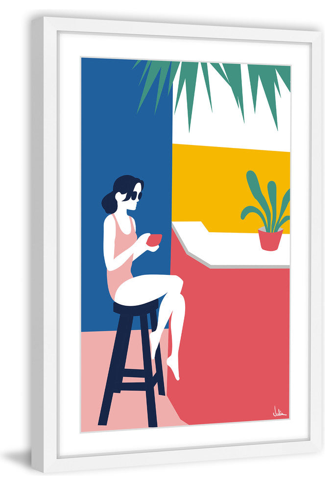 "A Lady at the Beach Bar" Framed Painting Print, 12"x18"
