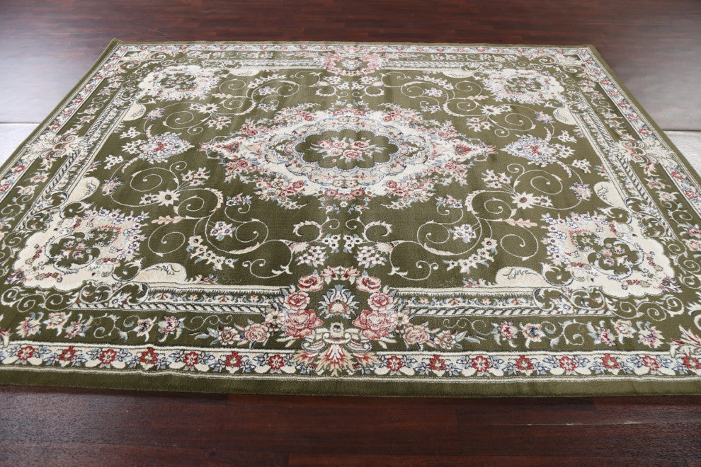 Green Floral Medallion Transitional Turkish Rug Oriental Carpet 8x10