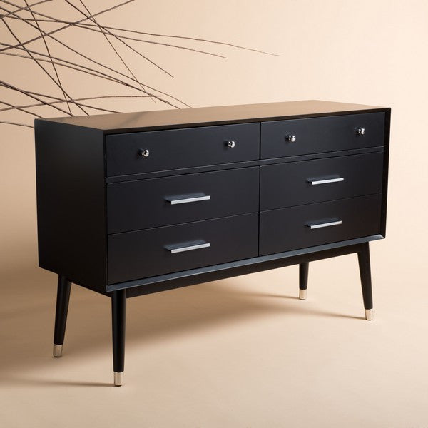 Safavieh Couture Madden Retro Dresser, Black/Silver