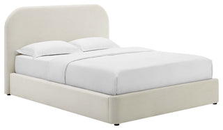 Keynote Performance Velvet Curved Queen Platform Bed, Alabaster