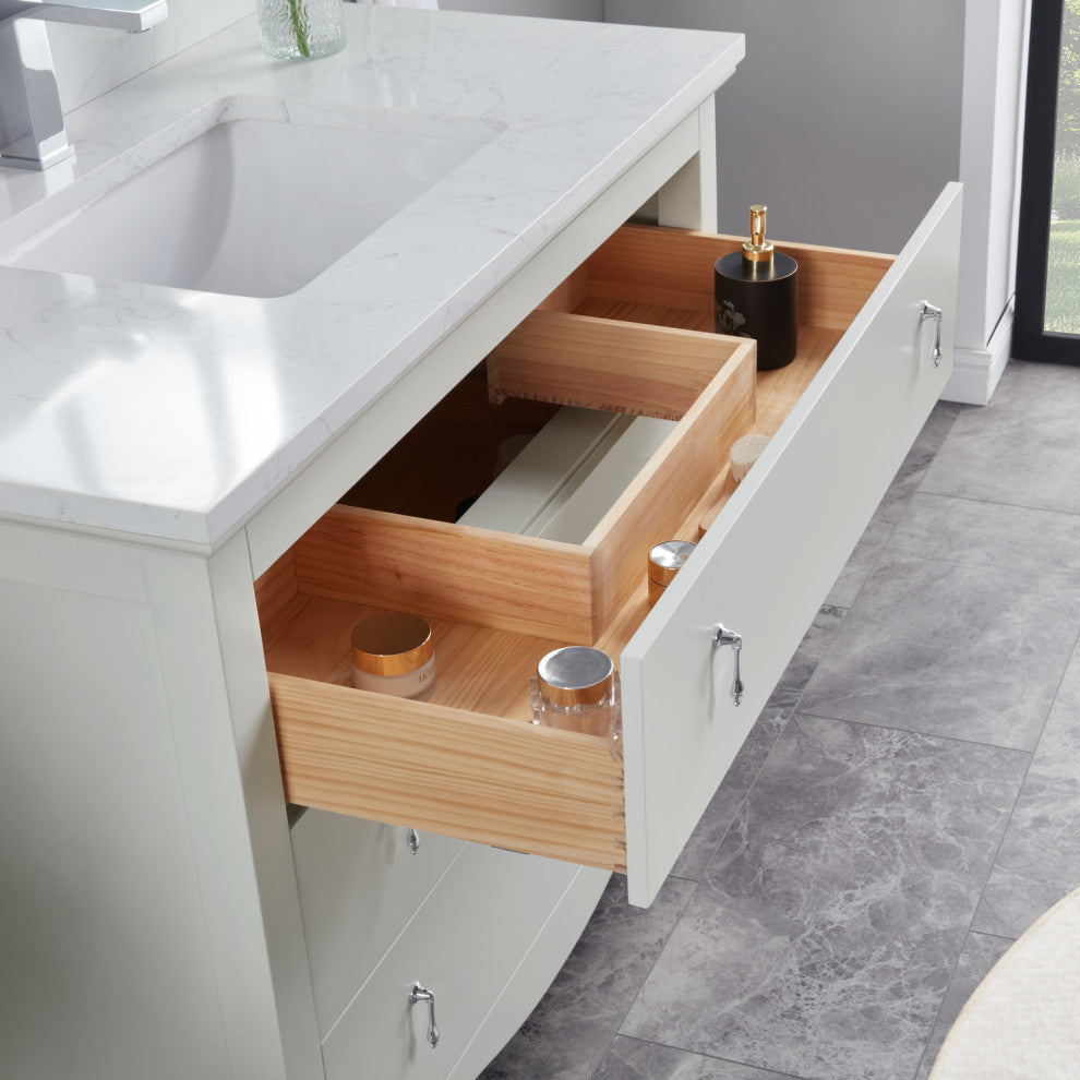 Legion Furniture WS2512 Series Bathroom Sink Vanity, Silver Strand, 42", Artificial Stone Top, Single Sink