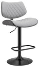 45" Gray Faux Leather And Iron Swivel Adjustable Height Bar Chair