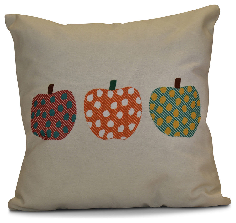 3 Little Pumpkins Geometric Print Pillow, Orange, 18"x18"