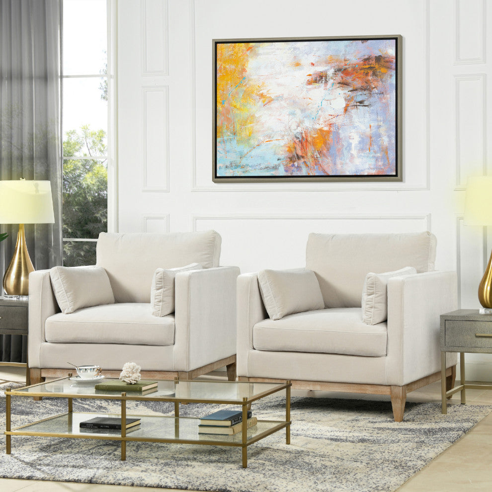 Knox 36" Modern Farmhouse Arm Chair, French Beige Performance Velvet