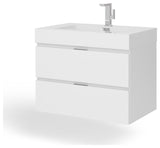 Boutique Bath Vanity, High Gloss White, 30", Single Sink, Wall Mount
