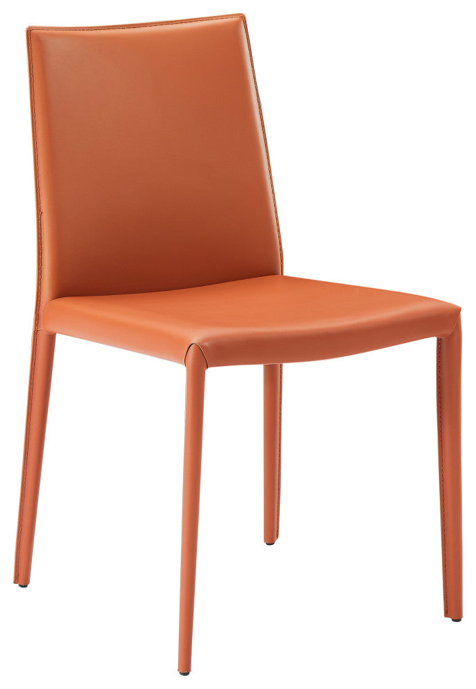 Elite Living Prima, Set of 2, Mid-Century Modern Dining Chair, Orange