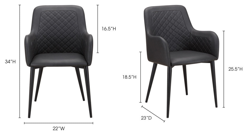 Cantata Dining Chair Mayon Black Vegan Leather, Set of 2