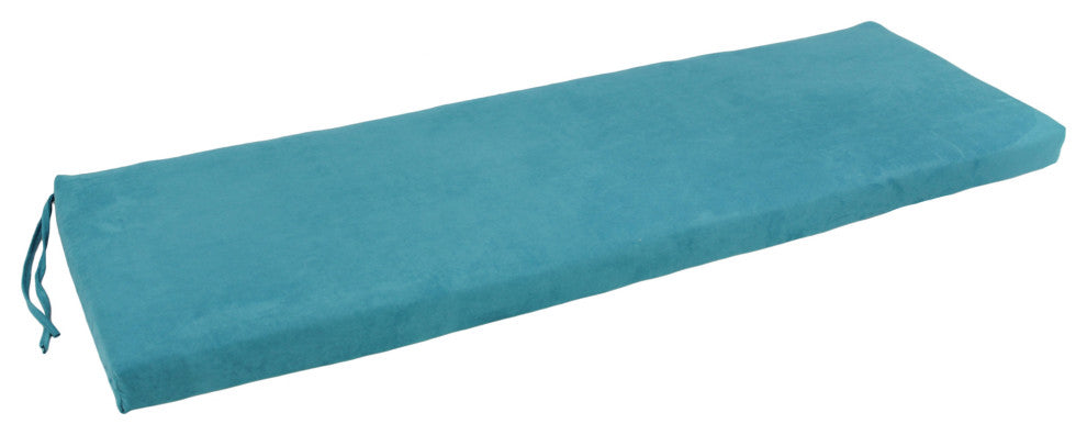 63"X19" Solid Microsuede Bench Cushion, Aqua Blue
