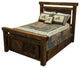 Barnwood Style Timber Peg Panel Platform Bed with Footboard, Early American, Queen