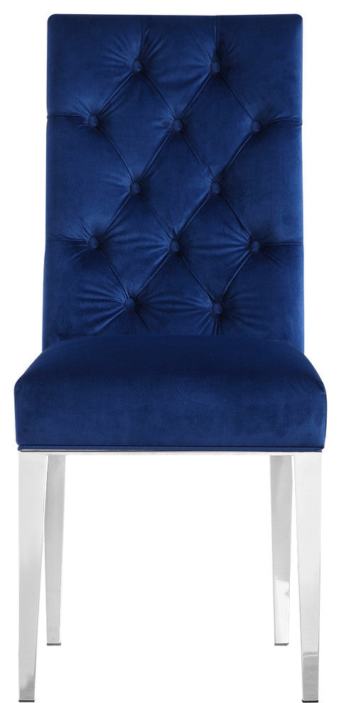 Juno Velvet Dining Chair (Set of 2), Navy