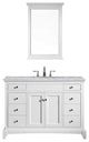 48" White Vanity Set Double OG White Carrera Marble Top,White Porcelain Sink