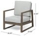 Silla Outdoor Acacia Wood Club Chair with Cushion, Gray/Light Gray
