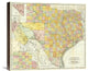 "Railroad And County Map Of Texas, 1882" Canvas Giclee, 22"x20"