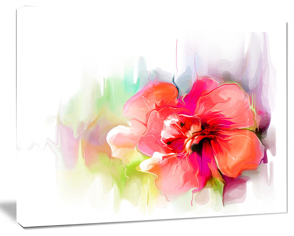 Beautiful Red Floral Watercolor, Floral Canvas Art Print, 20"x12"