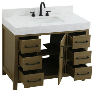 Home Living 42" Single Bathroom Vanity, Chestnut Brown With Backsplash